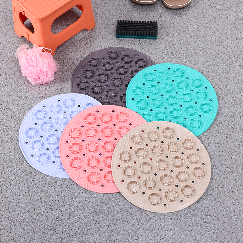  Tapis de bain rond antidérapant à pointes cristallines